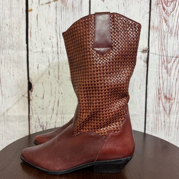 DINGO brown woven leather pointy women’s western boots Music Fest Ready! 9.5 GUC - Picture 14 of 16